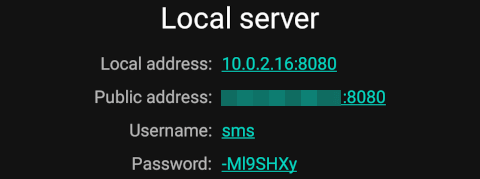Example settings for Local Server mode